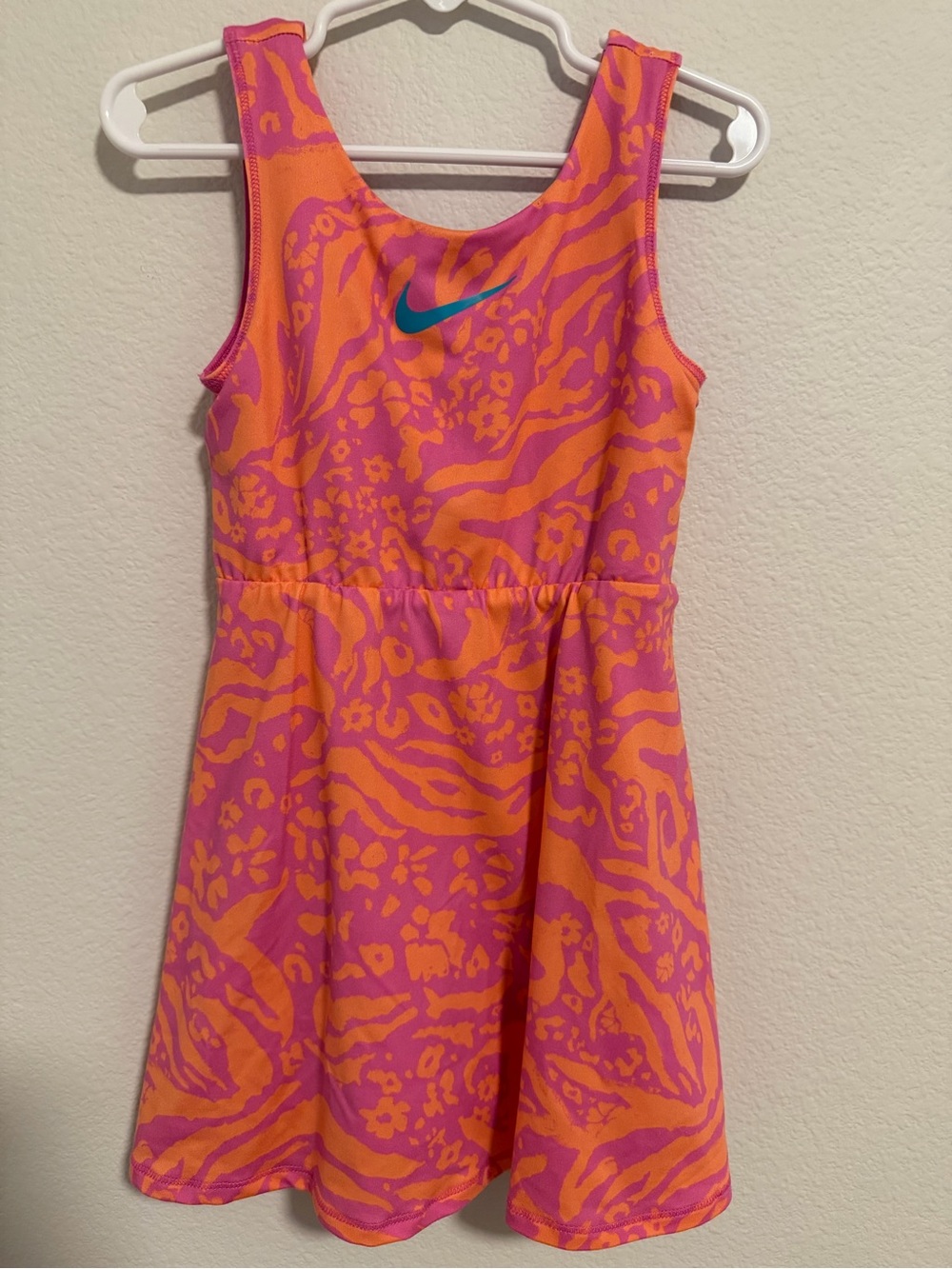 Nike Girls Orange & Pink Printed Athletic Dress